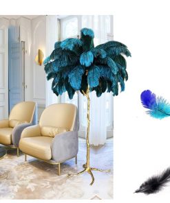 Nordic Resin Ostrich Feather Floor Lamp Home Decor LED Sofa Side Corner Standing Light Bedroom Living 2