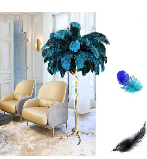 Nordic Resin Ostrich Feather Floor Lamp Home Decor LED Sofa Side Corner Standing Light Bedroom Living 2