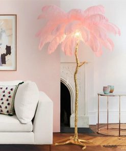 Nordic Resin Ostrich Feather Floor Lamp Home Decor LED Sofa Side Corner Standing Light Bedroom Living 3