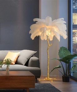 Nordic Resin Ostrich Feather Floor Lamp Home Decor LED Sofa Side Corner Standing Light Bedroom Living 4