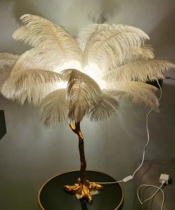 Nordic Resin Ostrich Feather Floor Lamp Home Decor LED Sofa Side Corner Standing Light Bedroom Living 5