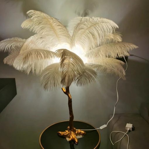 Nordic Resin Ostrich Feather Floor Lamp Home Decor LED Sofa Side Corner Standing Light Bedroom Living 5