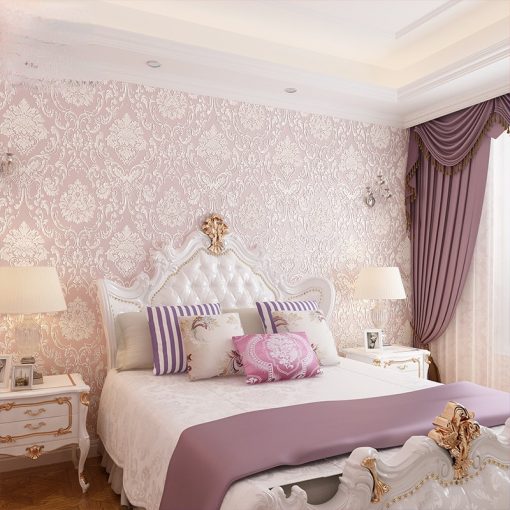 Pink 3D Floral Wallpaper for Girls Bedroom Wall Contact Paper 3d Texture Wall Sticker Home Decor 1