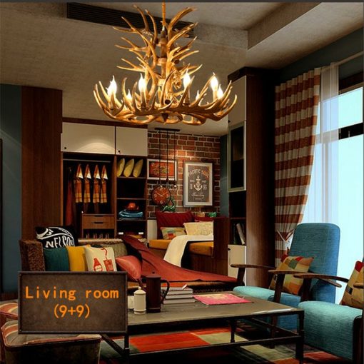 Retro Resin Antler Pendant chandelier Living room Restaurant Bar 4 6 9 Arms Brown White E14 5