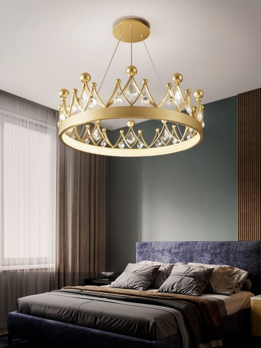 Simple bedroom lamp children s room living room light luxury crown crystal chandelier 1