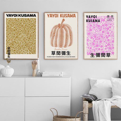 Vintage Yayoi Kusama Exhibition Posters Wall Art Canvas Painting Print Pictures Museum Art Gallery Living Room 3