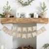 Winter Let It Snow Merry Christmas Burlap banner Garland Rustic country Farmhouse Xmas Holiday Fireplace Wall