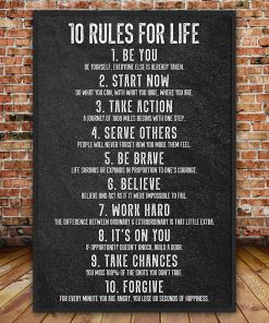10 Rules of Life Motivational Poster Inspiration Canvas Print Wall Art Office Decor Home Decor Motivational 3