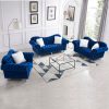 3 Piece Living Room Sofa Set including 3 Seater Sofa Loveseat and Sofa Chair with Button