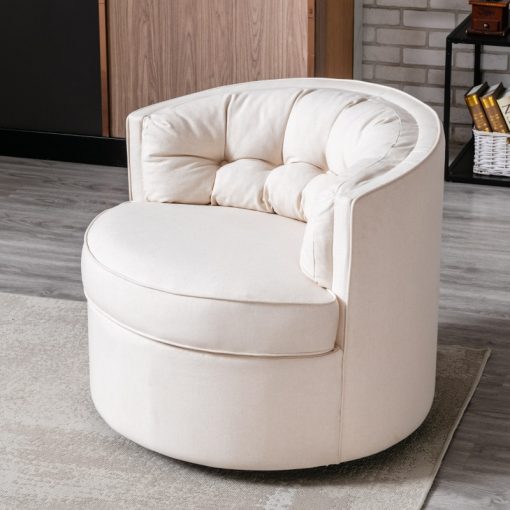 33 Wide Swivel Accent Chair Velvet Barrel Reading Chair Modern Round Bucket Arm Chair for Conversation 3