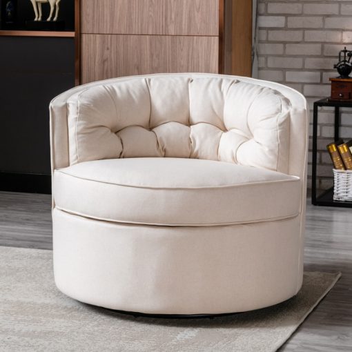 33 Wide Swivel Accent Chair Velvet Barrel Reading Chair Modern Round Bucket Arm Chair for Conversation 5