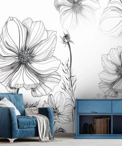 3D Wallpaper Modern Hand Painted Black And White Sketch Flower Photo Wall Mural Living Room Abstract 2