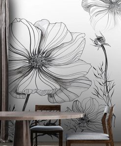 3D Wallpaper Modern Hand Painted Black And White Sketch Flower Photo Wall Mural Living Room Abstract 3