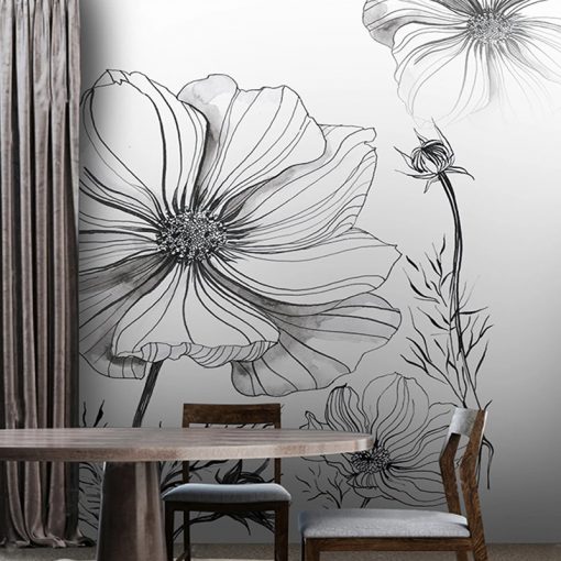 3D Wallpaper Modern Hand Painted Black And White Sketch Flower Photo Wall Mural Living Room Abstract 3