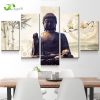 5 Panel Buddha Painting Wall Art Cuadros Buda Canvas Wall Art Picture For Living Room Home