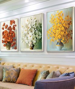Abastract Flowers Oil Painting Canvas Posters and Prints Red Yellow White Pictures for Living Room Home 3