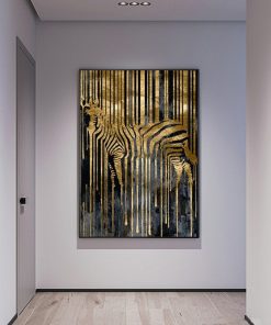 Abstract Art Golden Zebra Nordic Canvas Painting Modern Posters and Prints Scandinavian Cuadros Wall Art Picture 2