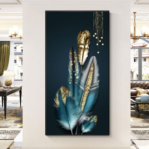 Abstract Luxury Feather Posters and Prints Nordic Colorful Canvas Painting Wall Art Pictures for Living Room 5