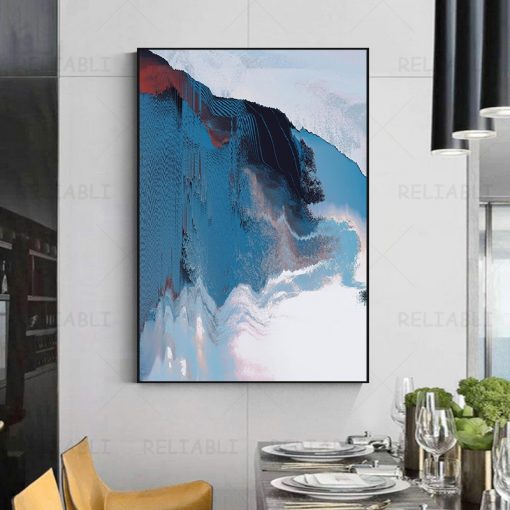 Abstract Rock Texture Canvas Painting Red Blue Modern Posters Prints Wall Art Pictures for Living Room 3