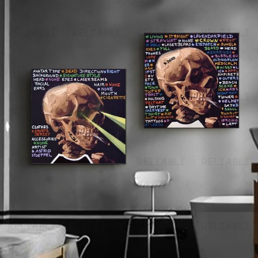 Abstract Street Art Canvas Painting Wall Art The King of the Skull Posters Pop Art Prints 1