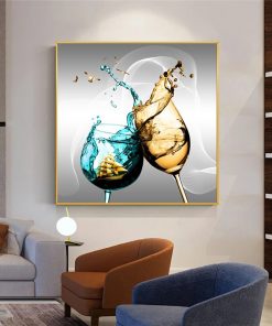 Abstract Wall Art Canvas Painting Flow Blue Wine Glass Sailboat Posters Prints Wall Pictures For Living 3