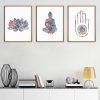 Abstract Watercolor Buddha Statue Colorful Lotus Canvas Painting Zen Painting Modern Home Living Room Decoration Wall