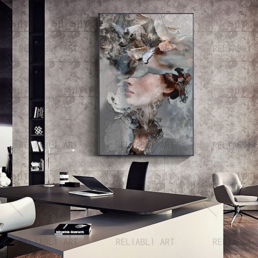 Abstract Women Modern Art Painting on Canvas Posters and Prints Beauty Girls Face Wall Art for 3