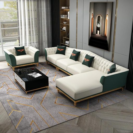 American Light Luxury Sofa Postmodern Minimalist Living Room Corner Combination Large And Small Apartment Villa Leather 1