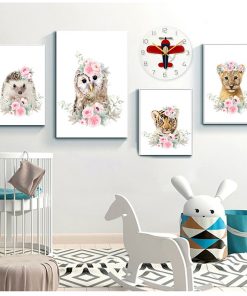 And Prints Nursery Wall Pictures Kids Room Decor Cute Animal Lion Elephant Fox Tiger Wall Art 1