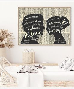 Anniversary Gift Mr Mrs Wedding Sign Canvas Painting Home Wall Art Decor JANE AUSTEN Pride and 2