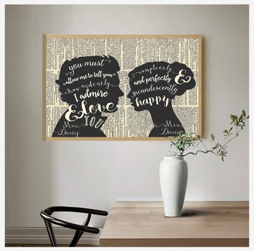 Anniversary Gift Mr Mrs Wedding Sign Canvas Painting Home Wall Art Decor JANE AUSTEN Pride and