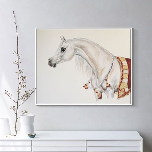 Arabian Horse Painting White Luxury Court Horses Animal Canvas Posters and Prints for Living Room Study 3