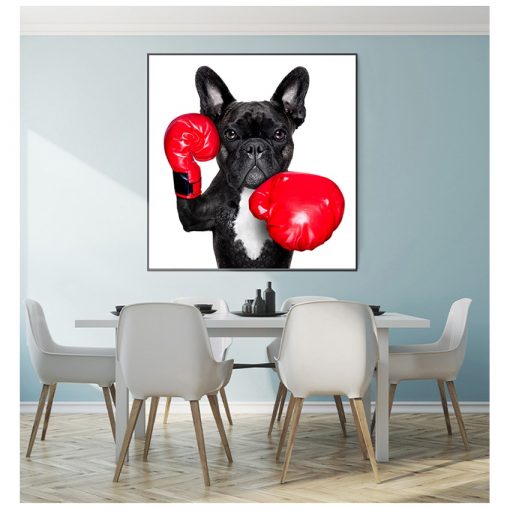 Art Pictures for Children s Room Nordic Home Decor Cartoon Puppy with Boxing Gloves Poster Wall 2