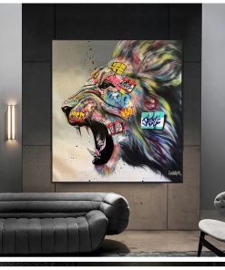 Art Posters and Prints Abstract Animal Canvas Painting Wall Art Picture for Living Room Decor Colorful 2