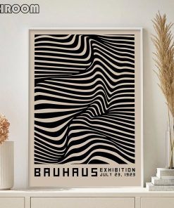 Bauhaus Abstract Curve Canvas Painting Contemporary Print Vintage Exhibition Poster Black Wall Art Pictures Home Decor 2