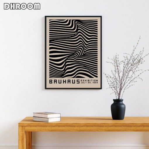 Bauhaus Abstract Curve Canvas Painting Contemporary Print Vintage Exhibition Poster Black Wall Art Pictures Home Decor 4