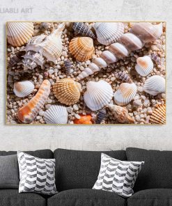 Beach Colorful Sea Collection Canvas Painting Wall Art Seashells Starfishes Conch Posters and Prints for Living 1