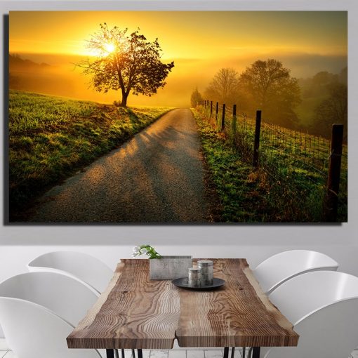 Beautiful Sunset Scenery Painting Print On Waterproof Canvas Large Size Wall Art Pictures For Living Room 1