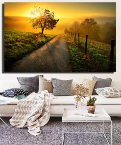 Beautiful Sunset Scenery Painting Print On Waterproof Canvas Large Size Wall Art Pictures For Living Room 2