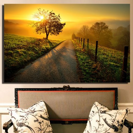 Beautiful Sunset Scenery Painting Print On Waterproof Canvas Large Size Wall Art Pictures For Living Room 3