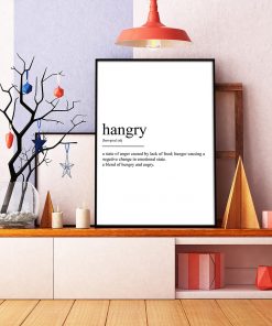 Black and White Kitchen Prints Minimalist Art Wall Decor Hangry Definition Canvas Painting Nordic Poster Modern 2