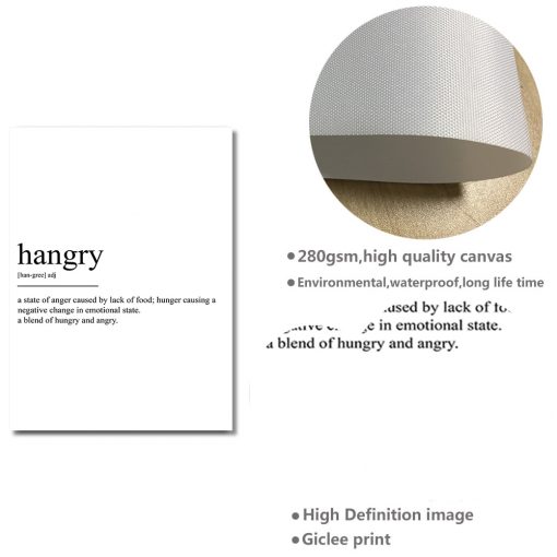 Black and White Kitchen Prints Minimalist Art Wall Decor Hangry Definition Canvas Painting Nordic Poster Modern 4