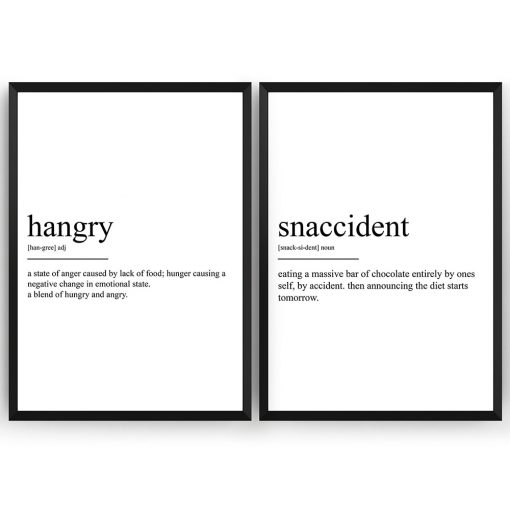 Black and White Kitchen Prints Minimalist Art Wall Decor Hangry Definition Canvas Painting Nordic Poster Modern