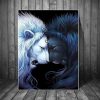 Black and White Yin Yang Love Lion Posters and Prints Animals Wall Art Canvas Paintings Modern