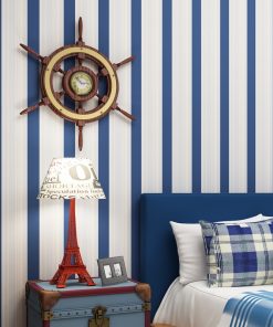 Blue Stripe Baby Boys Bedroom Wallpaper 5 m Roll Self Adhesive Kids Rooms Peel and Stick 2