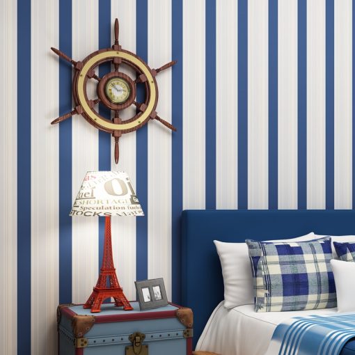 Blue Stripe Baby Boys Bedroom Wallpaper 5 m Roll Self Adhesive Kids Rooms Peel and Stick 2