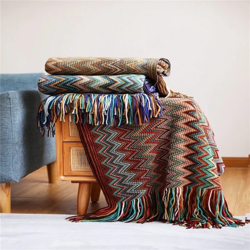 Bohemia Throw Blanket For Bed Soft Knitted Blankets With Tassel Decorative Bed Blanket Sofa Cover Bedspread 1