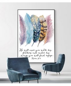 Canvas Art Prints Birds Feathers Scripture Christian Quotes Canvas Painting Wall Art Home Decor Bible Verse 4