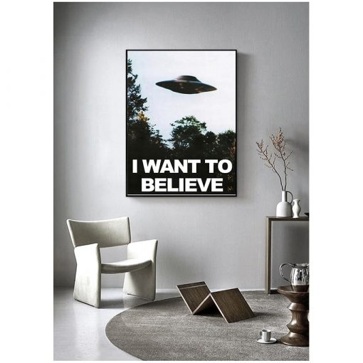 Canvas Painting Decorative Picture Home Decor I WANT TO BELIEVE The X Files Art Silk Or 2