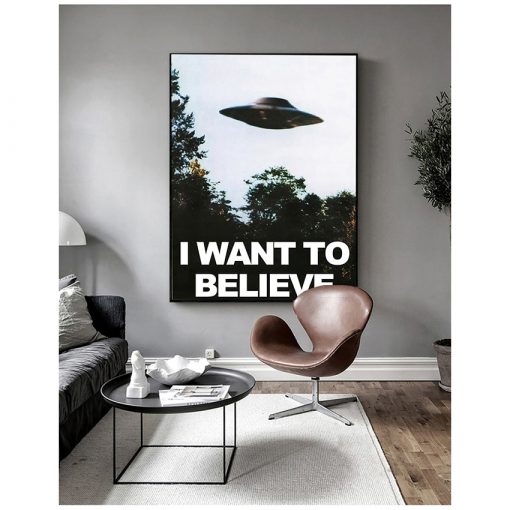 Canvas Painting Decorative Picture Home Decor I WANT TO BELIEVE The X Files Art Silk Or 3